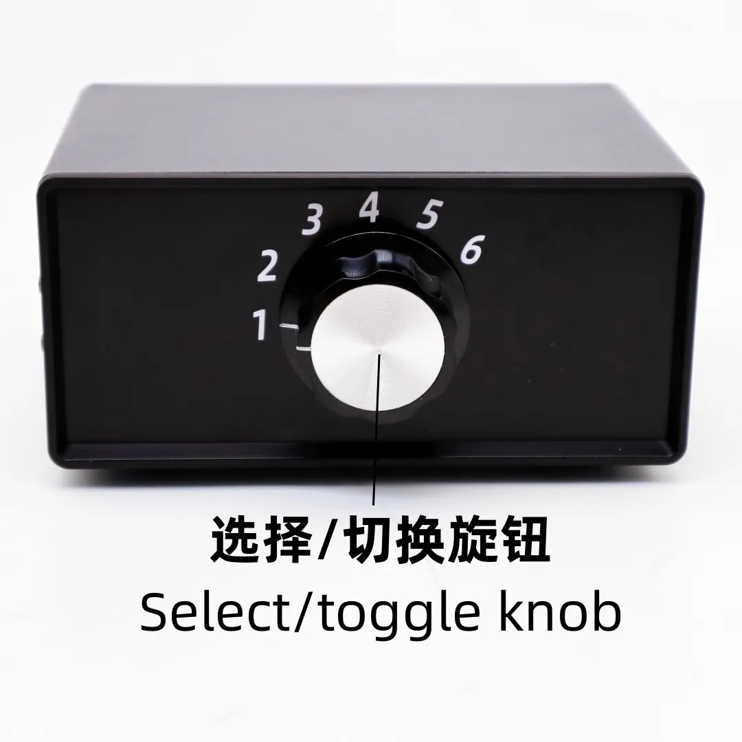 6  input selection, 2 output audio Select switch, 6 groups of signal audio source input switching signal audio selector