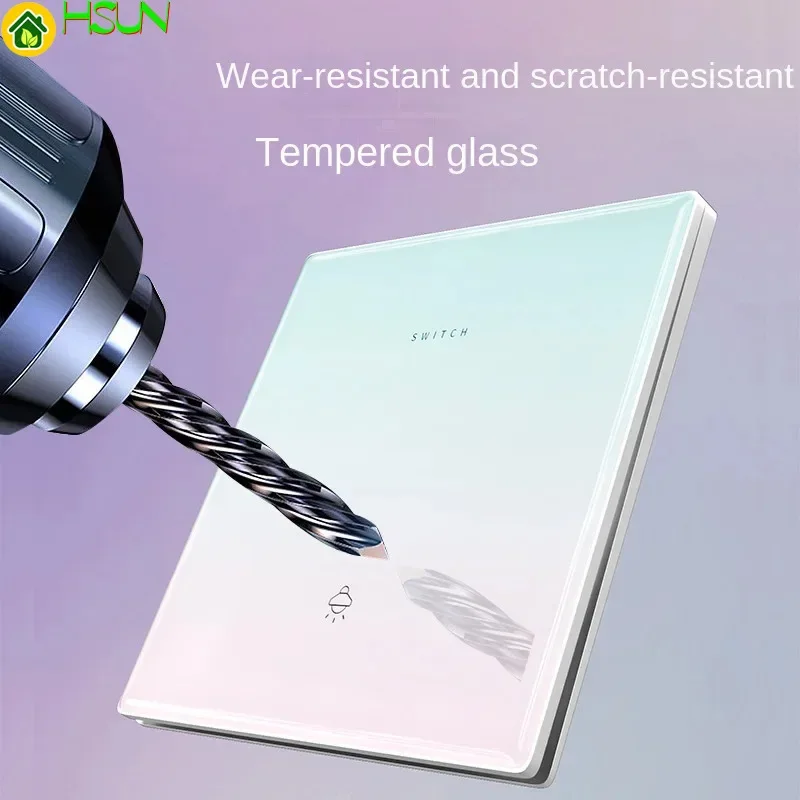 86 Type 1 2 3 4 gang 1 2 way pink green Tempered Glass Personalized Gradient Color Switch TV computer socket light wall Switch