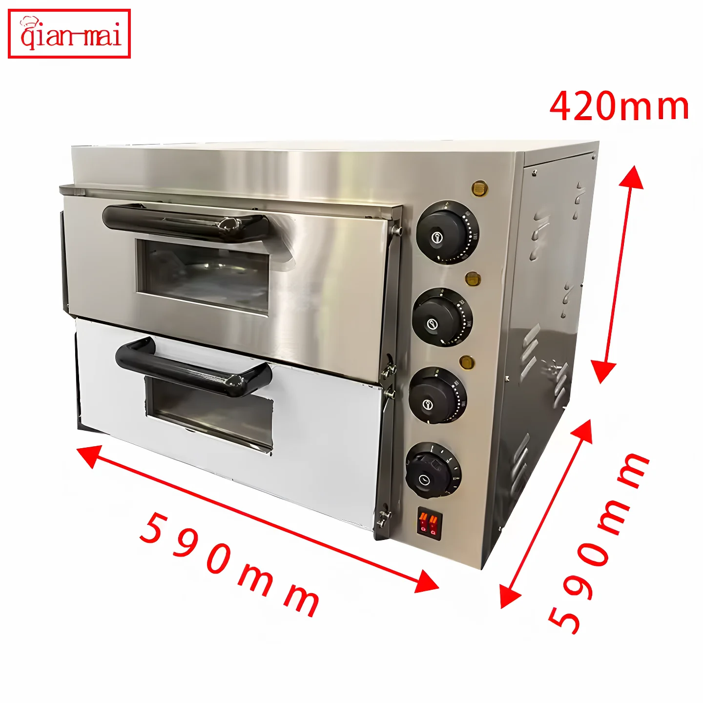 Qianmai Wholesale Double layer Stainless Steel Electric Pizza Oven Commercial Pizza Bread Cake Cooking Oven Baking Food 110/220V