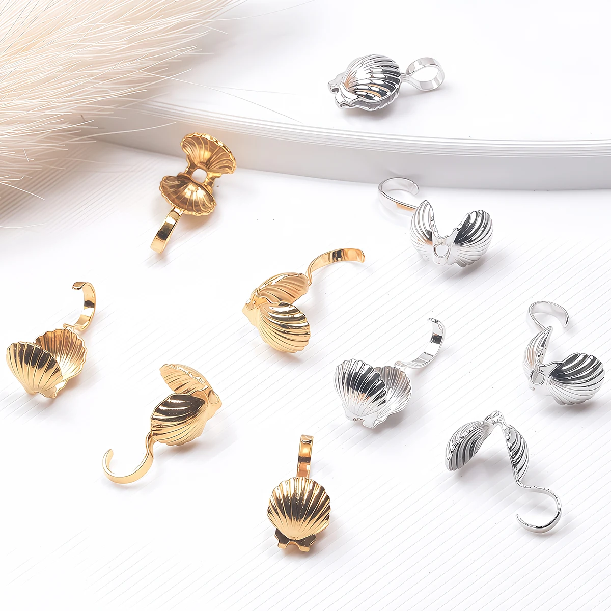 10PCS Brass Crimp End Beads Clasps Connector Tip Crimp Knot Cover End Caps for Necklace Bracelet DIY Jewelry Making Accessories