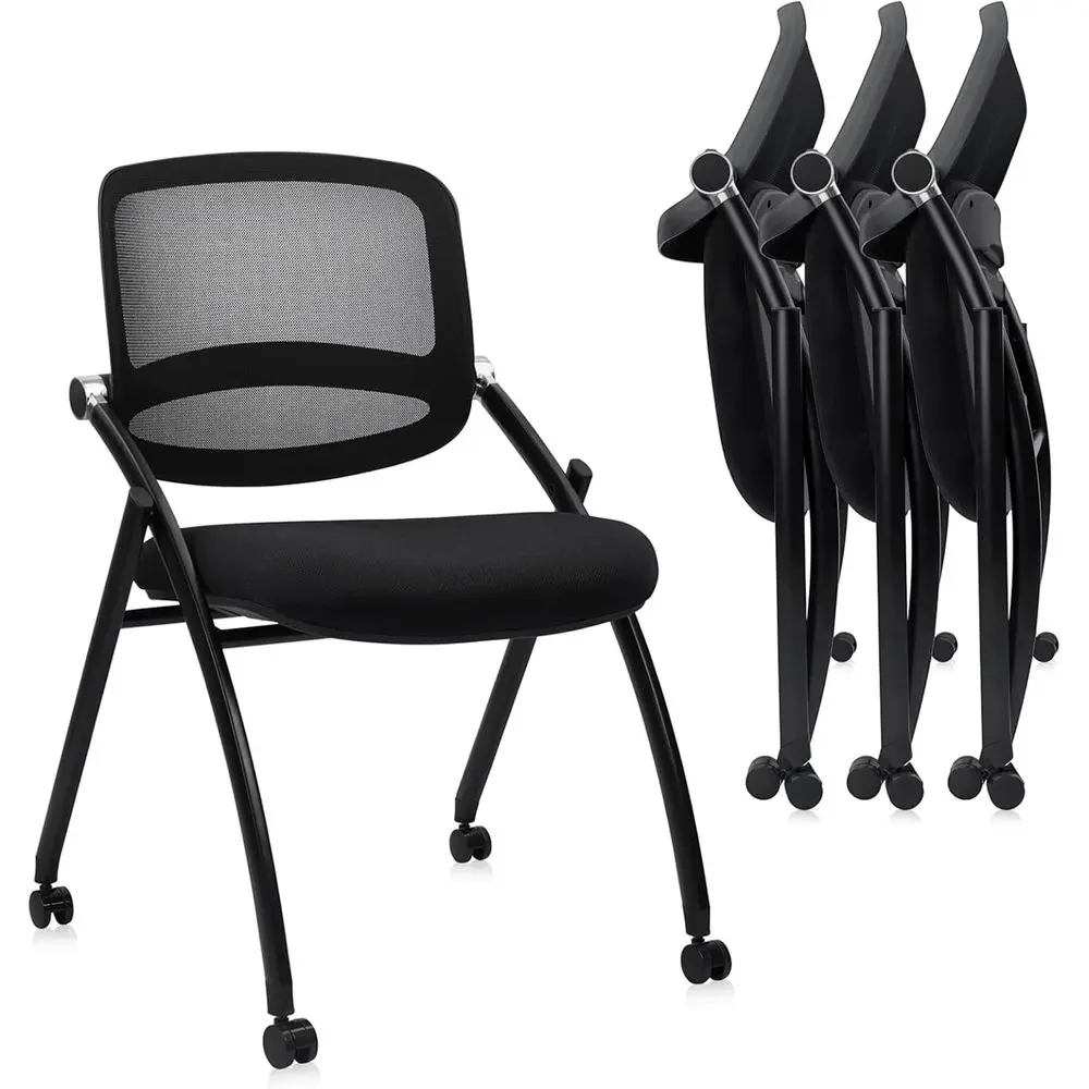 

Stackable & oldable Conerence Chair with Wheels, Ergonomic Mesh Back,300lbs acity, Breathable Padded Seat, ArmlOice Chair or Ret