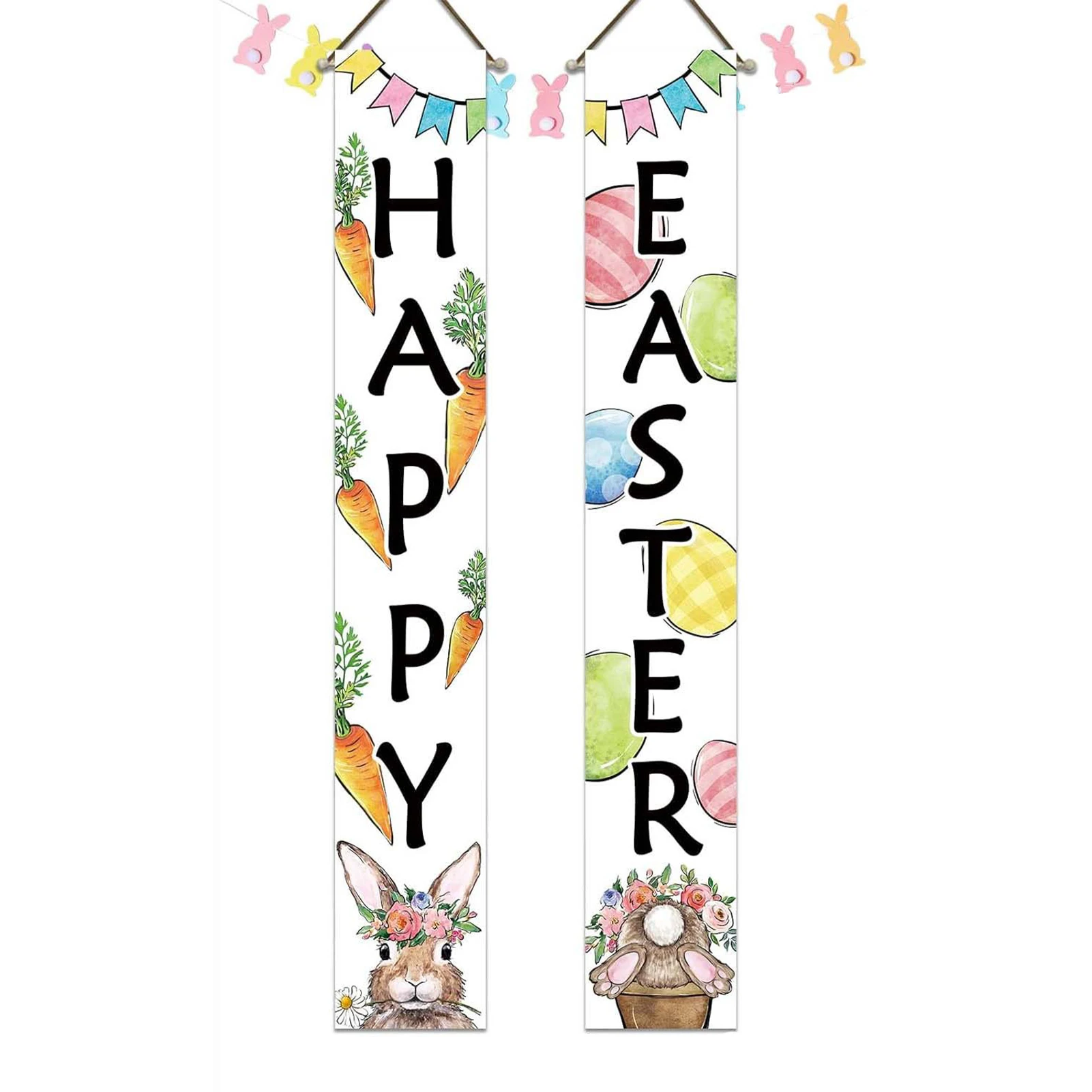 2pieces Party Decorations For Events Bunny Decor Materials Wonderful Easter Gift Party Banner