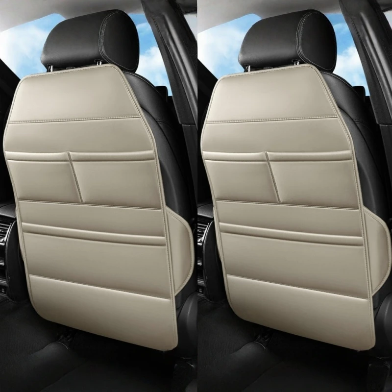 2Pcs Kick Pad Protector for Car Seats - Easy To Clean, Versatile Storage Bag, Travel Gear, PU Leather Car Seat Anti Kick Pad