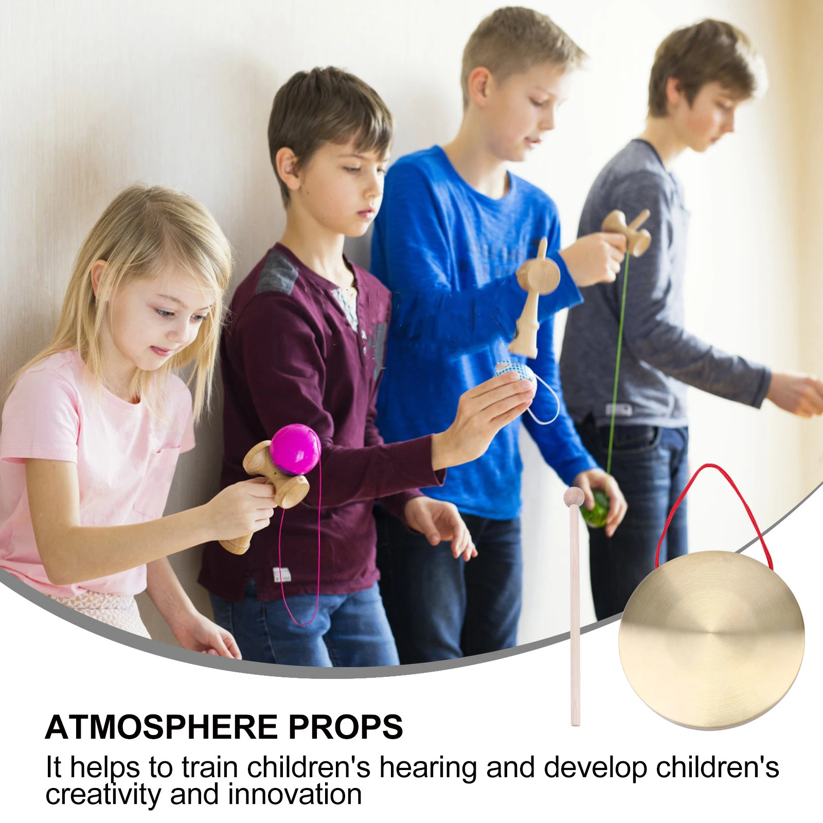 

1 Set Gong Opera Percussion Instruments Round Play Rhythm Training Musical Instrument For Party Concert