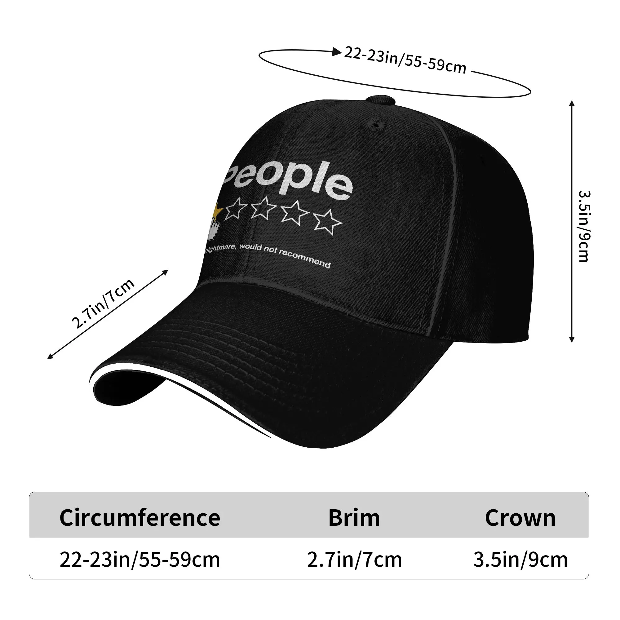People One Star Total Nightmare Would Not Recommend Baseball Cap  Kpop Rock Wholesale Hip Hop Hats Retro Print Baseball Caps
