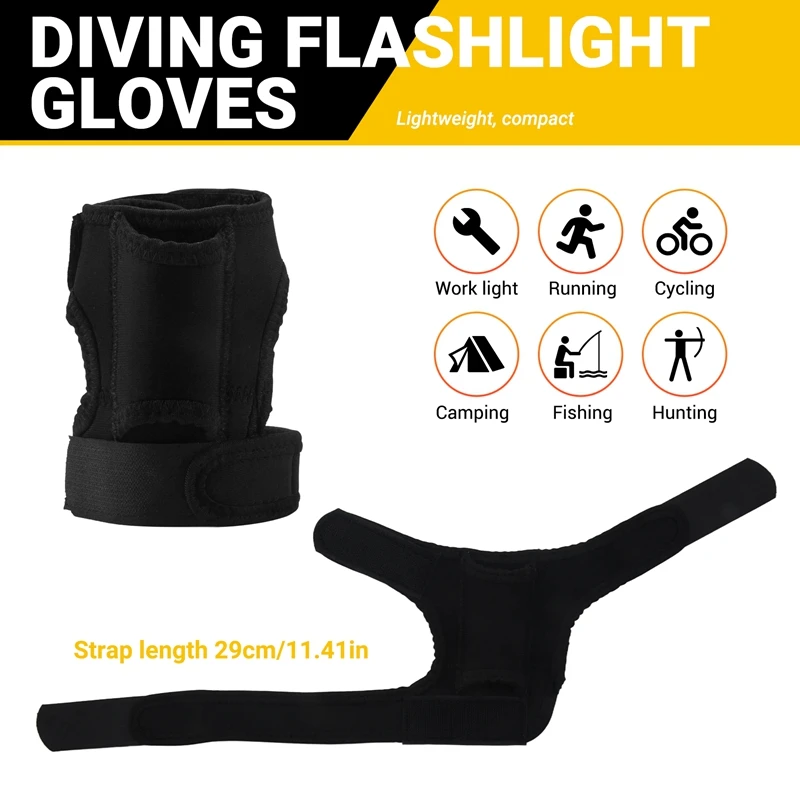 Duráveis Pulso Lanterna Holsters, Luvas para Mergulho, Pesca, Mergulho, Caça, Luz Subaquática