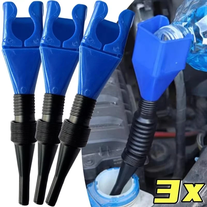 

1/2/4/6pcs Blue Universal Plastic Multi-Function Wide Mouth Large Funnels Flexible Draining Tool Snap Funnel For Automotive Oil