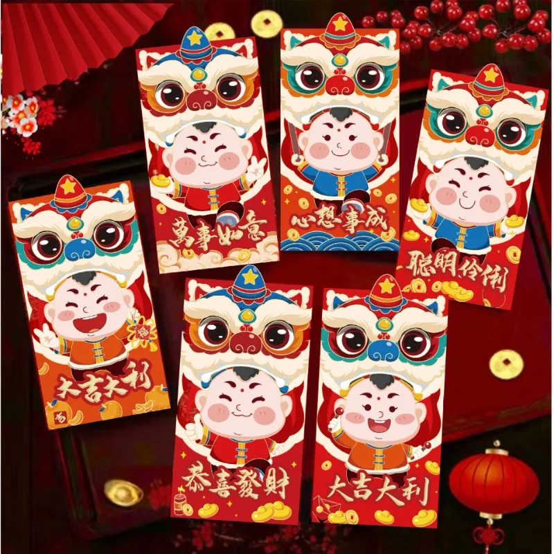 

36PCS Red Envelopes 2025 Chinese Happy New Year Spring Festival Blessing Lucky Money Bags Red Pockets Bag Home Party Decoration