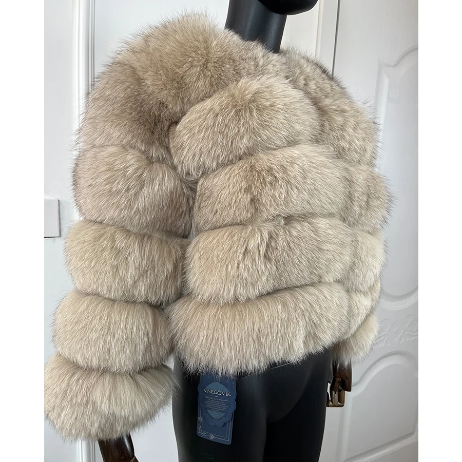 

CNEGOVIK Real Fox Fur Coat Women 2022 Luxury Short Fur Jacket Winter Warm Furs Coat 2024 New Arrivals