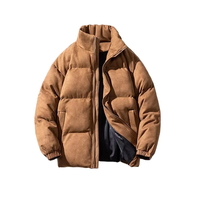 

Новая зимняя ретро-парка 2026 года: мужская повседневная теплая однотонная куртка-пуховик в винтажном стиле, уличная модная замшевая куртка-пуховик для мужчин
