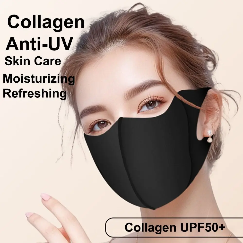 1pc Eis Seide Anti-UV-Gesichts maske Mode upf50 Sonnenschutz Kollagen Gesichts schutz Hautpflege wieder verwendbare Sonnenschutz maske Sommer