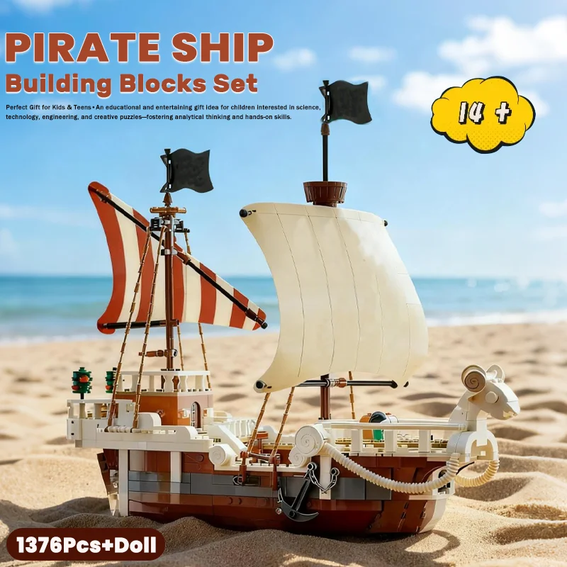 

1376PCS Building Blocks Figurine Series Trendy Going Merry Pirate Ship Boys Assembly Toys Children'S Surprise Friends Kids Gifts