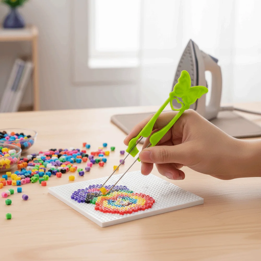 Wysokiej jakości igły do koralików, igły do koralików Fusion Beans, wielofunkcyjne podwójne igły, pęseta do koralików Perler, ręczna igła do koralików, edukacyjna igła do koralików do tworzenia kolageów.