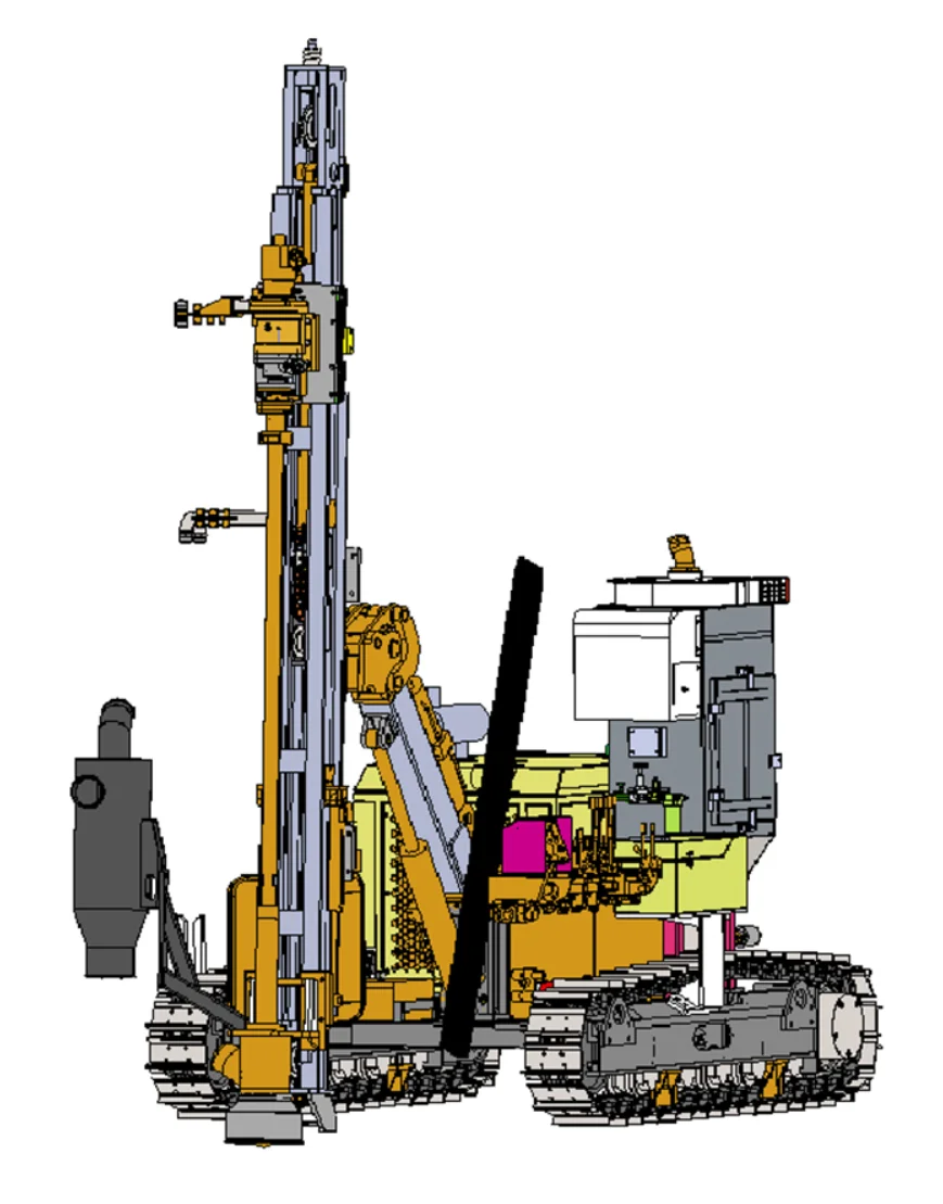رخيصة الهيدروليكية عالية السرعة سبليت المفتوحة حفرة الزاحف عمق 30 متر قطر 120 مللي متر DTH جهاز الحفر مع مجمع الغبار