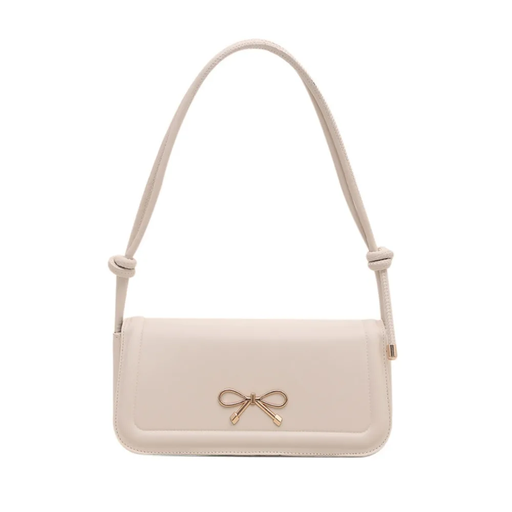 

All Match Solid Color Bowknot Shoulder Bag Korean PU Leather Bow Crossbody Bag Leisure Sweet Armpit Bag Handbags