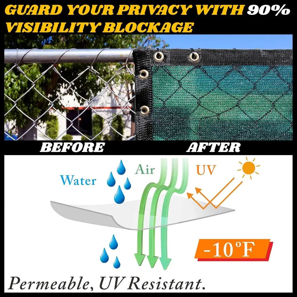 맞춤형 그린 프라이버시 펜스 스크린, 메쉬 패브릭 포함, 50x4', 케이블 및 지퍼 타이 포함