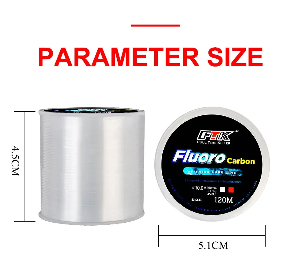 120M 플루오르화탄소 코팅 낚싯줄 0.20~0.60mm 7.15 LB~45 LB 파운드 탄소 섬유 리더 줄 낚시용 루어 와이어 침수용 줄 일본