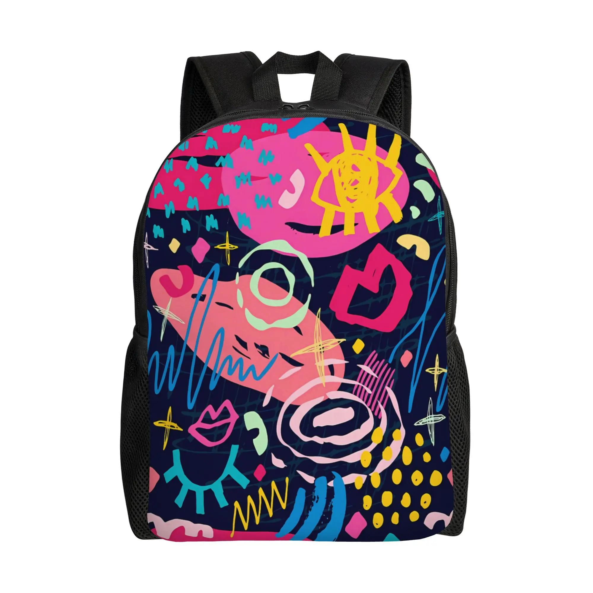Graffiti Pop Color Shapes Anime Backpack Girl  Soft Backpacks Polyester Pretty High School Bags Daily Colorful Rucksack