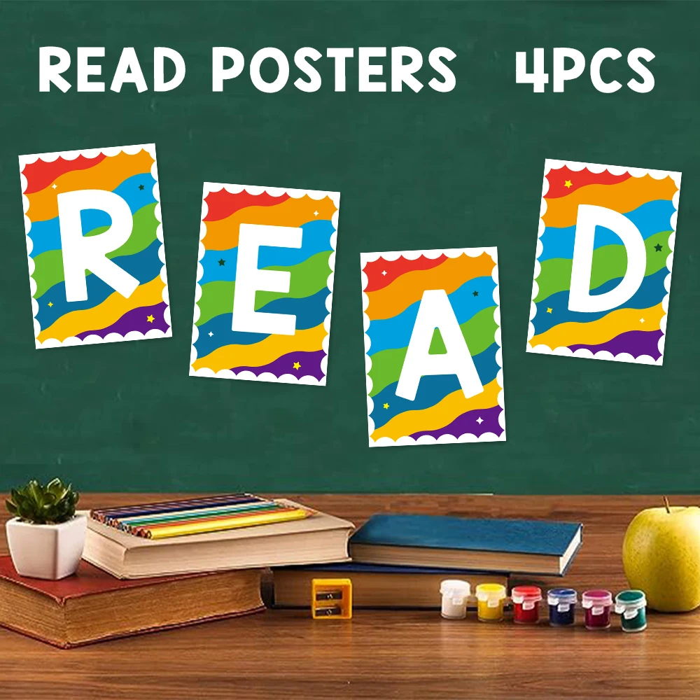 Reading Classroom Decorations Poster for Classroom 8.27 x 11.22 Inches Bulletin Board Headline Colorful Reading Wall Decor