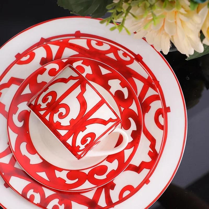 Red Window Dining Room Home Decors Bone China Dinnerware Sets