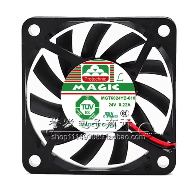 

MAGIC MGT6024YB-010 DC 24V 0.22A 60x60x10mm 2-Wire Server Cooling Fan