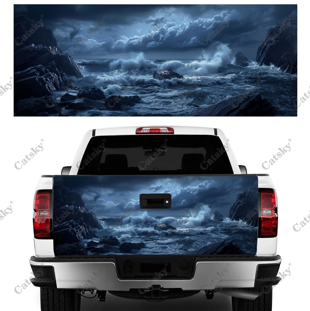 

Ocean Dark Storm Truck Tailgate Wrap Professional Grade Material Universal Fit for Full Size Trucks Weatherproof