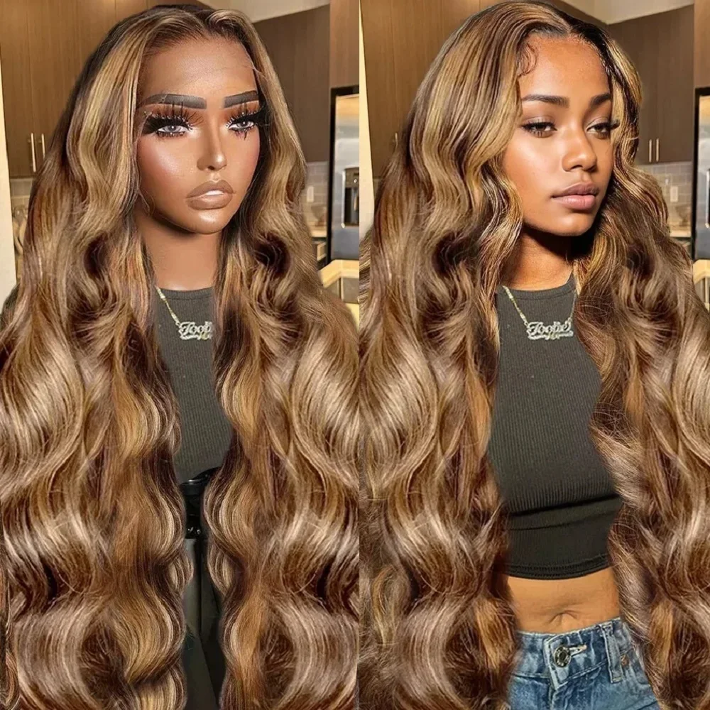 

40 42 Inch P4/27 Highlight Colored 13x6 HD Lace Frontal Wigs Body Wave Human Hair Wigs For Women 200 Density 13x4 Lace Front Wig