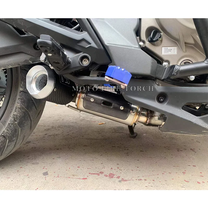 Slip On For CFMOTO NK400 NK650 Motorcycle Exhaust System Modified Escape Carbon Fiber Muffler With Back Pressure Drum Mid Pipe