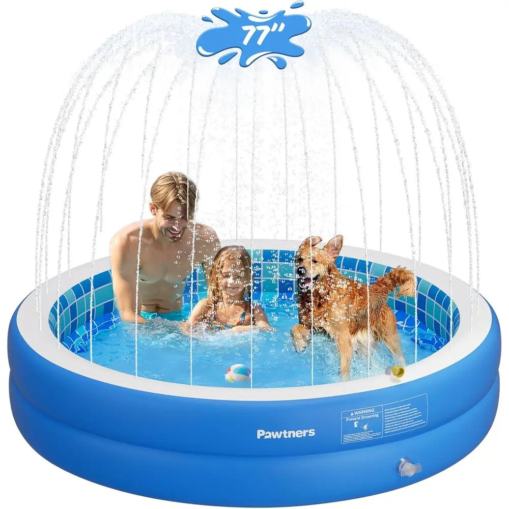 

Iatable Pool for Kids, Non-Slip Sprinkler Splash Pad for Backyard, Thickened PVC Kiddie Pool for Indoor Outdoor, Chew Proof Blow