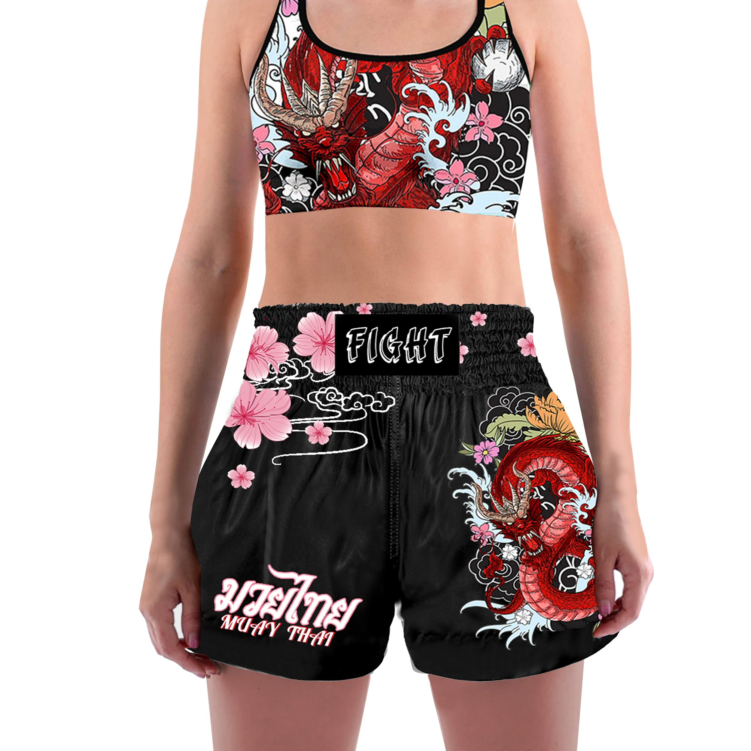 Muay Thai fighting shorts Boxing shorts Training cage fighting Martial arts Taekwondo shorts Women's padded sports bra clothing