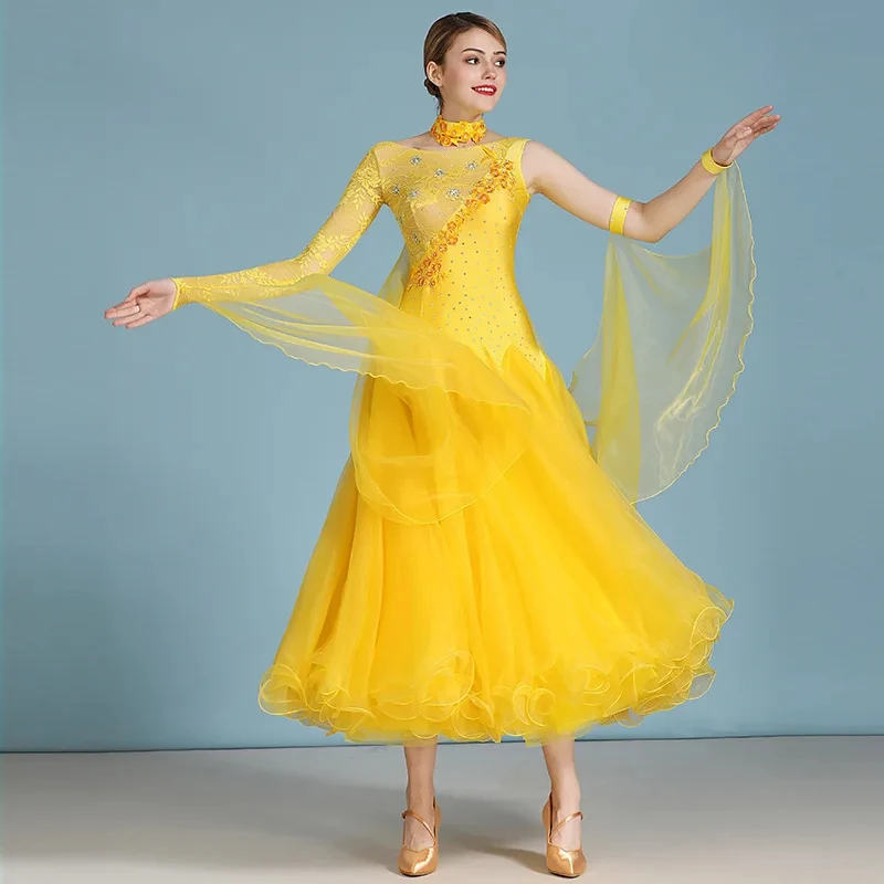 

♥2026 New Halloween Costume Cosplay lace flower ballroom competition for women waltz standard dance contest dress custom lad ★★★