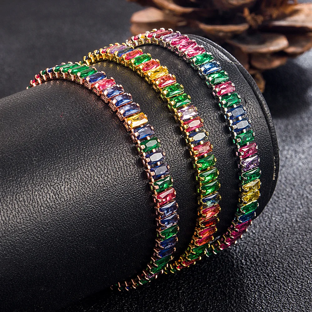 925 Sterling Silver Bracelet Light Luxury Colored Zirconia Hand Jewelry Bracelet Women Charm Jewelry Gift Party