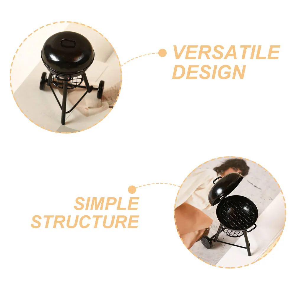 

Miniature BBQ Grill Stove Realistic Design Decorative Mini Landscape Ornament Dollhouse Accessory Outdoor Garden Scene Charcoal