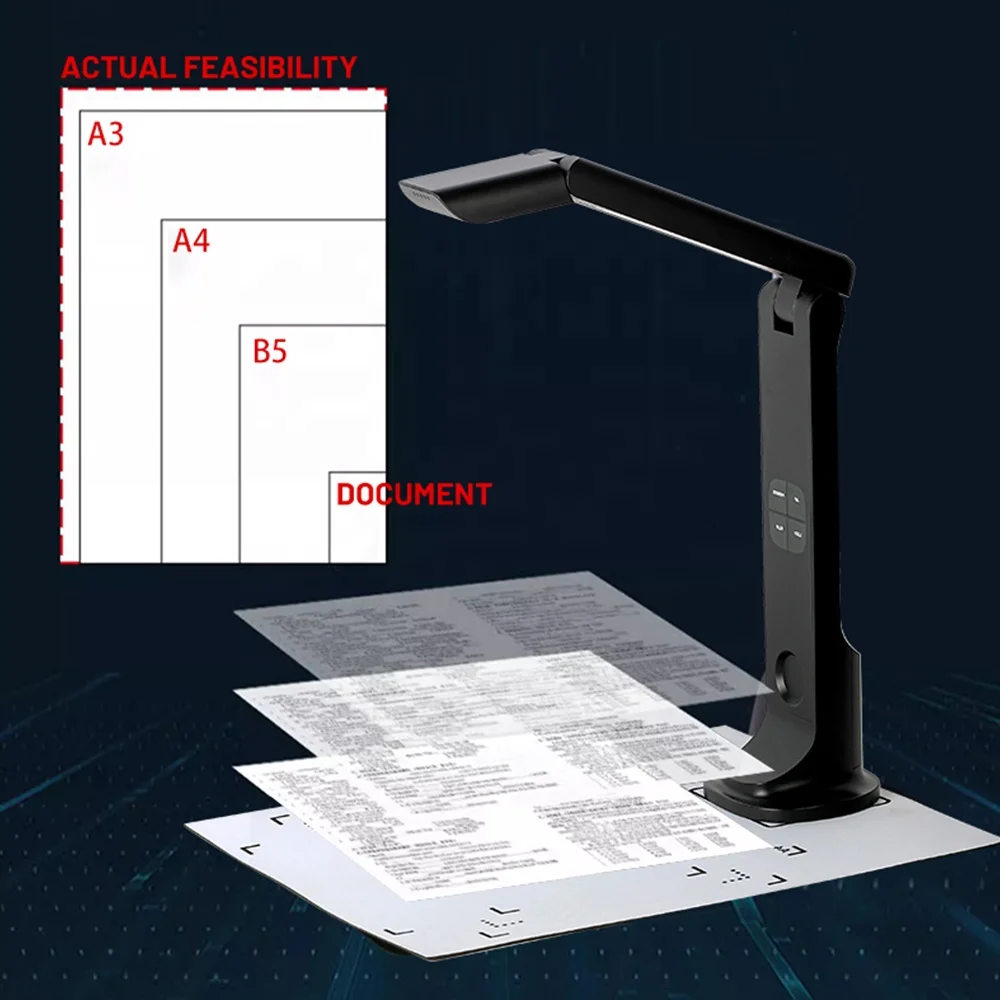 Scanner per fotocamera per documenti Smart Book multifunzione con messa a fuoco automatica portatile A3/A4