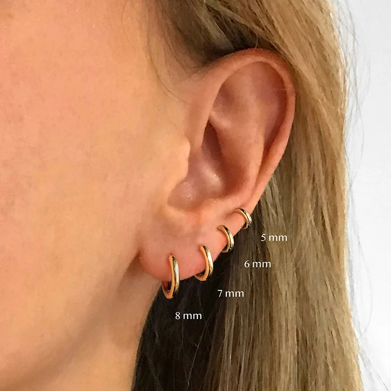 Aide Kleine Creolen aus 925er-Sterlingsilber, Roségold, für Damen und Mädchen, Geschenk, Hochzeit, Verlobung, Party, Geschenk, glatte Ohrknochenschnalle – Detail 11
