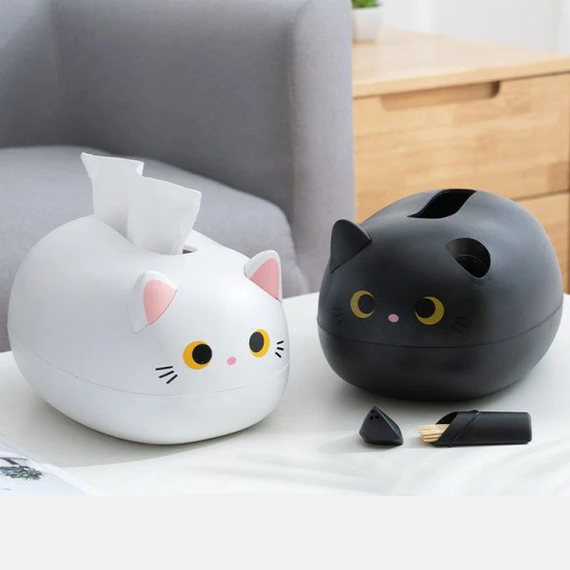 Nordic Cat Tissue Box Desktop Toilet Paper Holder Kitchen Napkin Storage Box