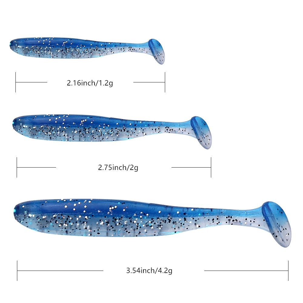 10Pcs/LotT-Tail Swimbait Silicone Soft Worm Bait Mix Shad Worm Artificial Lure Wobbler For Sea or Freshwater Bass Fishing Tackle