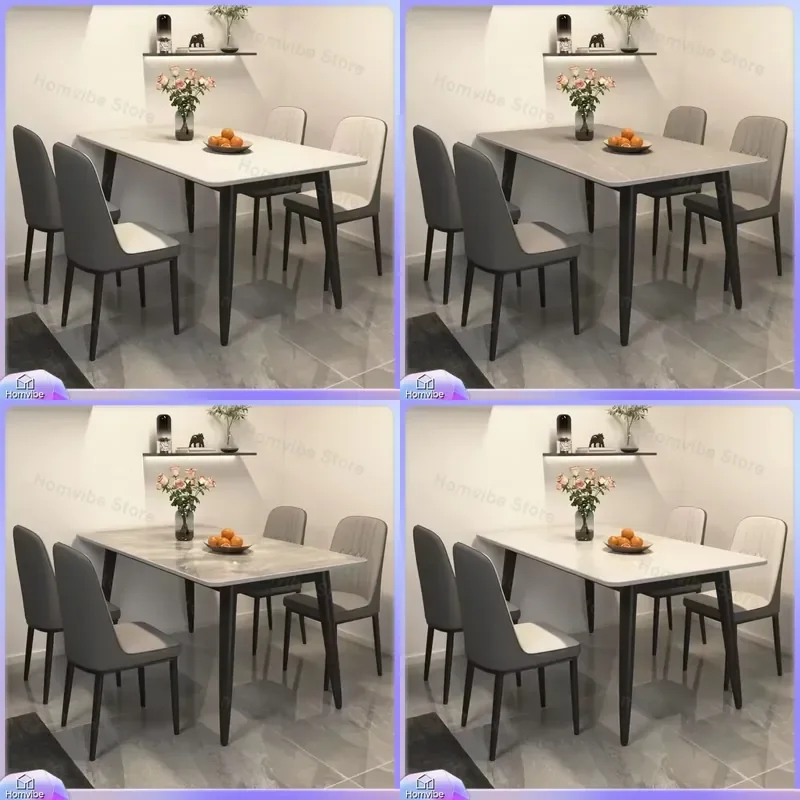 Deluxe Dining Table Set for Kitchen 4 Seater Wooden Modern Farmhouse Extendable Rectangle with Matching Chairs Solid Wood Top