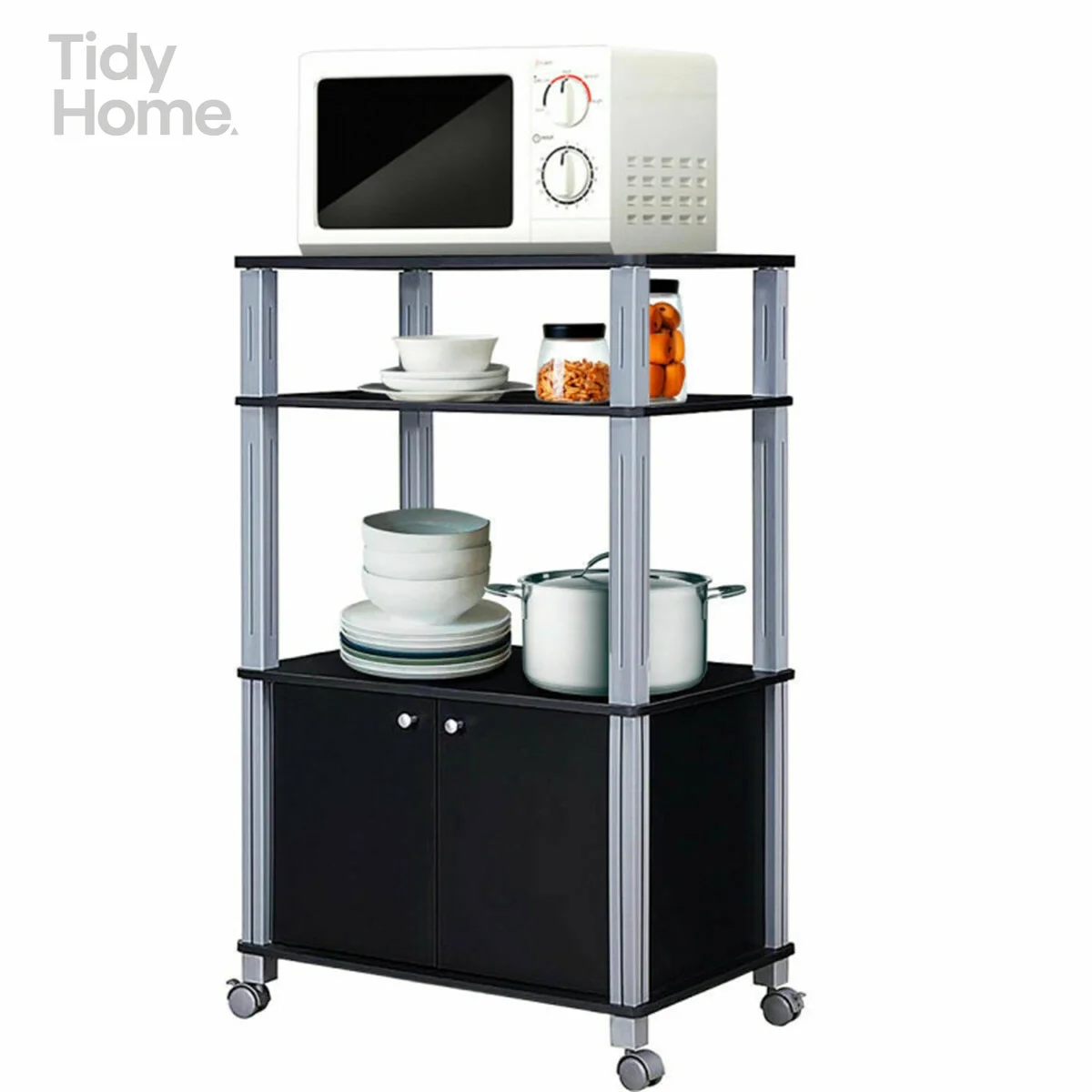 Multi functional kitchen storage rack, 2 universal caster wheels&2 lockable caster wheels,Multiple Use Cart,Ample Storage Space