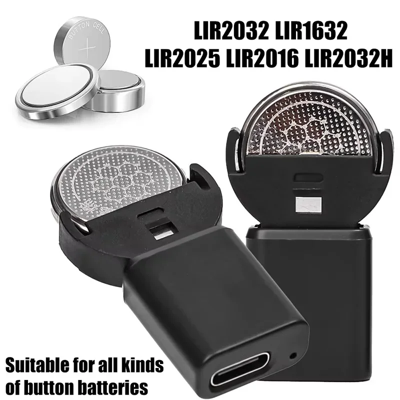 USB Type C Plug Lithium Battery Adapter For LIR2032 LIR2025 LIR1632 ML2032 ML2025 CR2032 Coin Button Cell Battery Fast Charger