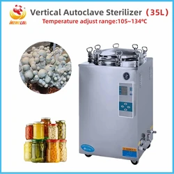 IKEME Official Store Vertical Autoclave Sterilizer 35L Dental Medical Canned Food Mushroom High pressure Steam Sterilizer Hot