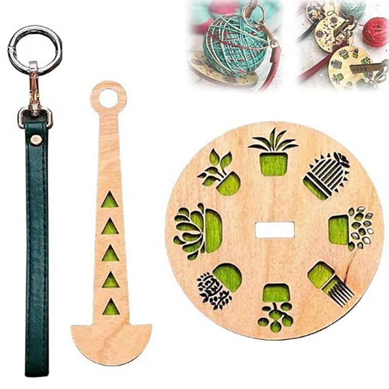 Porte-fil de poignet portable en bois, porte-filature de couture bricolage avec bobine de lanière avec dragonne, clip d'enroulement de boule de laine, nouveau