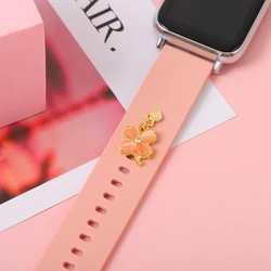 Silikonowy pasek biżuteria Charms dla serii iWatch bransoletka metalowa ozdoba do Apple Watch Band Watchband ozdoba błyszcząca