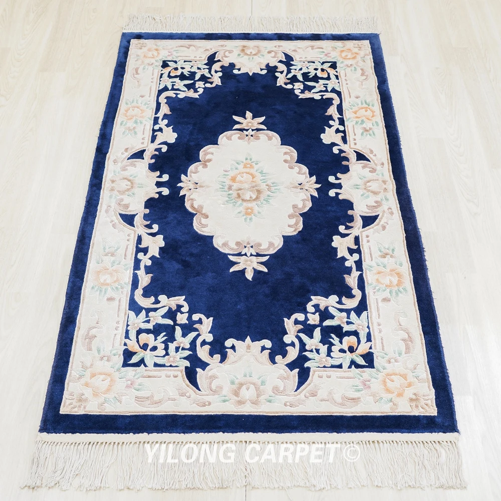 91x152cm Oriental Design Luxury Blue Carpet Exquisite Hand Knotted Wool And Silk Rugs (WY2131M)