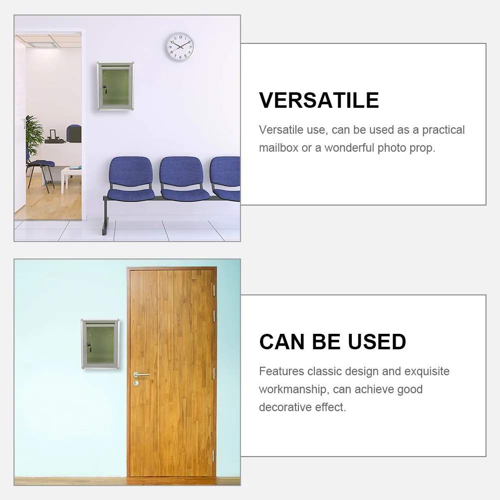 

2pcs Metal Wall Mounted Mailbox With Lock Clear Letter Box For Office Classroom Suggestion Box Outdoor Home Use