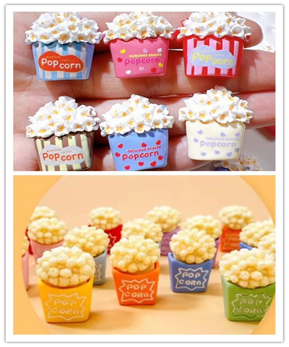 simulation Popcorn French fries Resin Crafts Kawaii Cabochon DIY Dollhouse Decoration Accessories