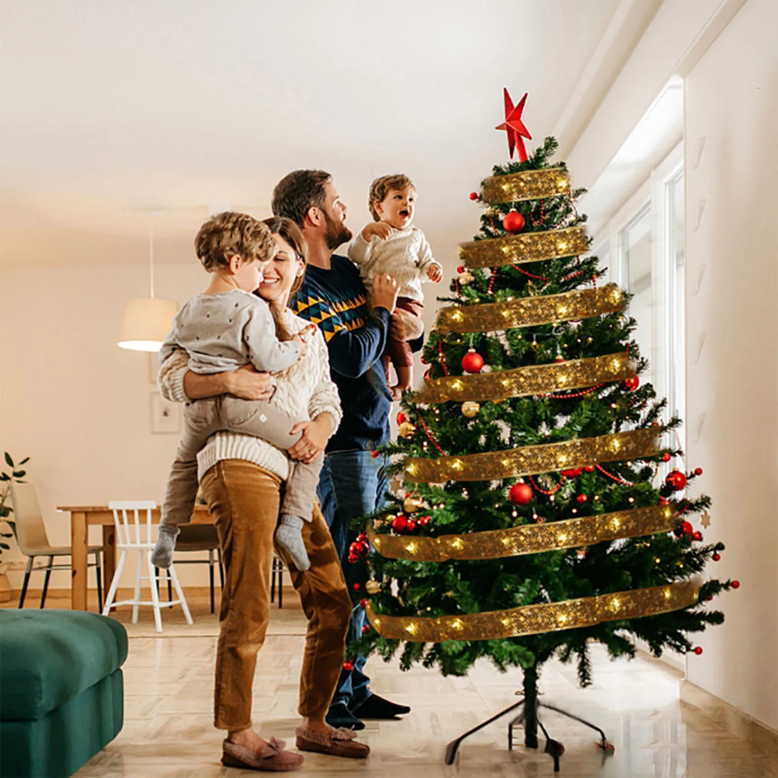 Decoração com Cordas de Natal, Fio De Cobre, Arcos De Seda, Operado Por Bateria, Alimentado Por USB, 10m, 32ft, 100LED