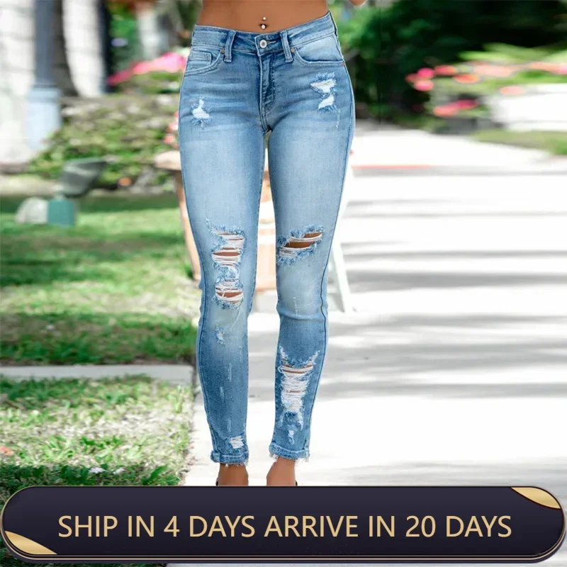 Sexy High Waist Skinny Jeans Women Spring Fall Stretch Pencil Pants Korean Style Slim Fit Denim Trousers