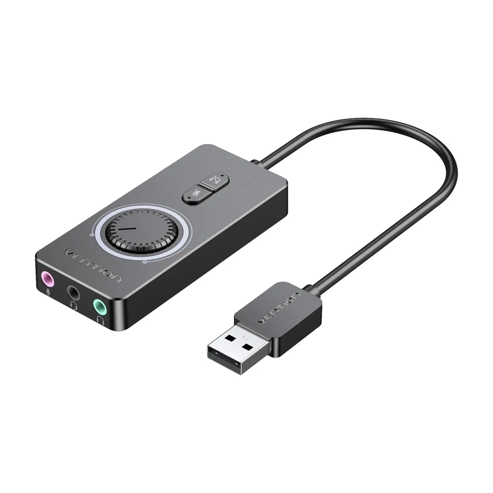 

External Stereo Sound Adapter Plug & Play with 3.5mm Headphone and Microphone Jack USB Sound Card for Windows PC