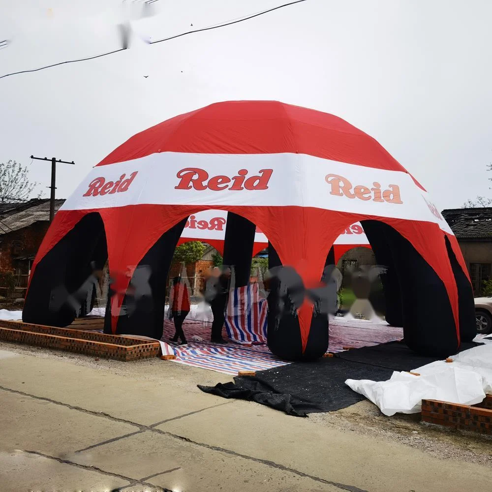 Barraca de aranha inflável iglu grande de 12m por atacado, barracas de gazebos de trenó com dossel de ar de tecido de impressão personalizada